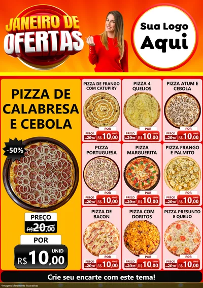 Modelo de Encarte para Encarte A4 Vertical com o tema Janeiro de Ofertas para Pizzaria