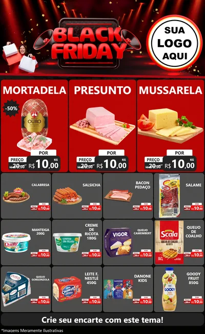 Modelo de Encarte para Encarte Grande com o tema Black Friday para Frios e Laticínios