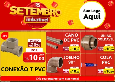 Modelo de Encarte para Encarte A4 Horizontal com o tema Setembro Imbatível para Tubos e conexões