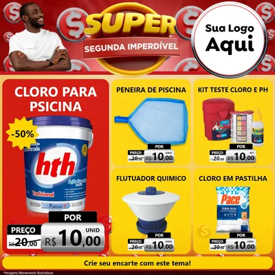 Modelo de Rede Social para Feed Facebook com o tema Super Segunda Imperdível para Produtos para Piscina