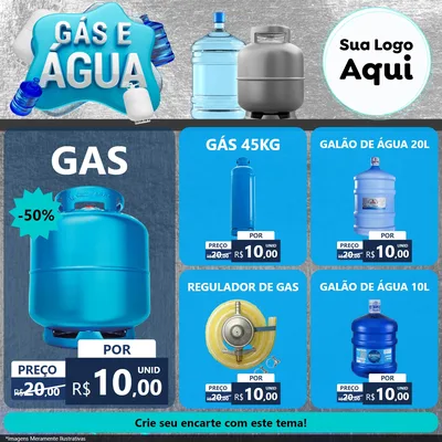 Modelo de Rede Social para Feed Facebook com o tema Gás e Água para Água e gás