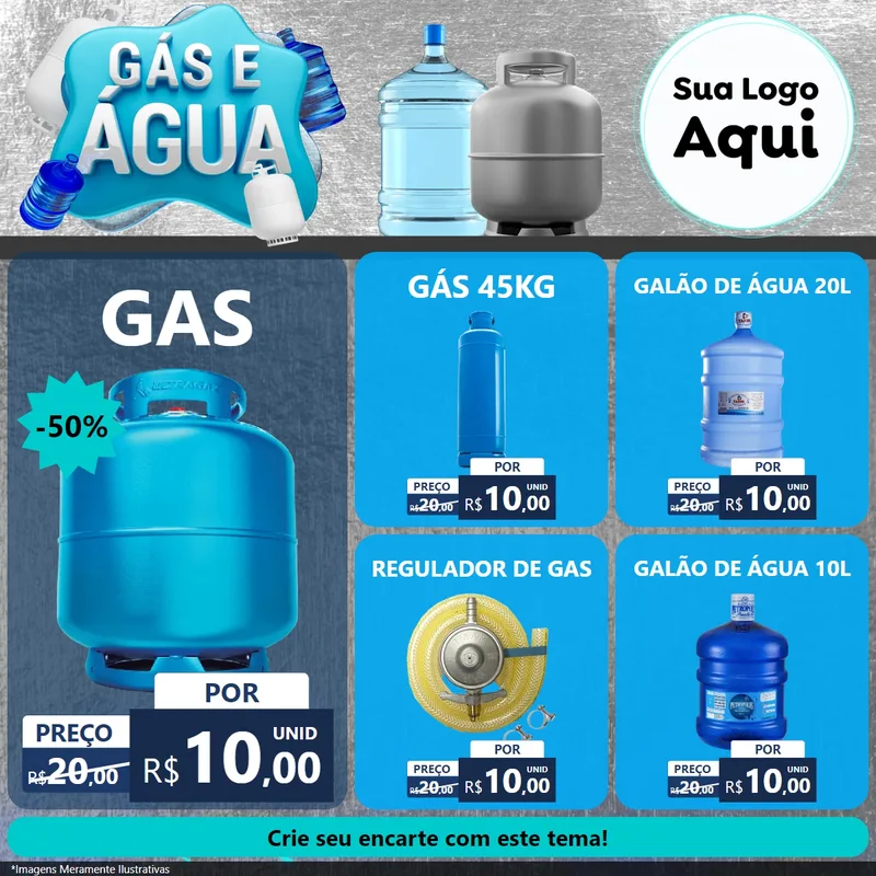 Modelo de Rede Social para Feed Facebook com o tema Gás e Água para Água e gás
