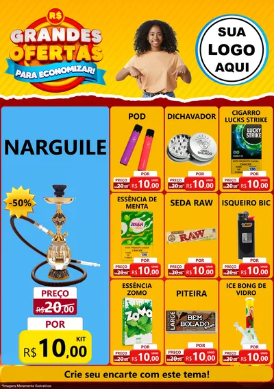 Modelo de Encarte para Encarte A4 Vertical com o tema Grandes Ofertas Para Economizar! para Tabacaria