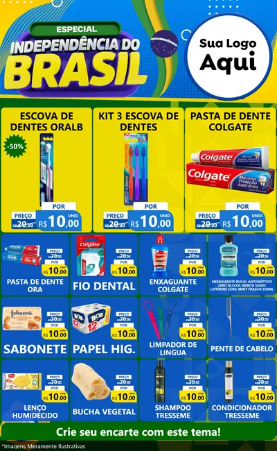 Modelo de Encarte para Encarte Grande com o tema Especial Independência do Brasil para Higiene Pessoal