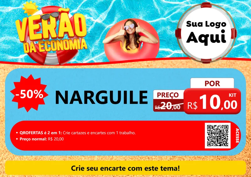 Modelo de Cartaz para Cartaz A4 Horizontal com o tema Verão da Economia para Tabacaria