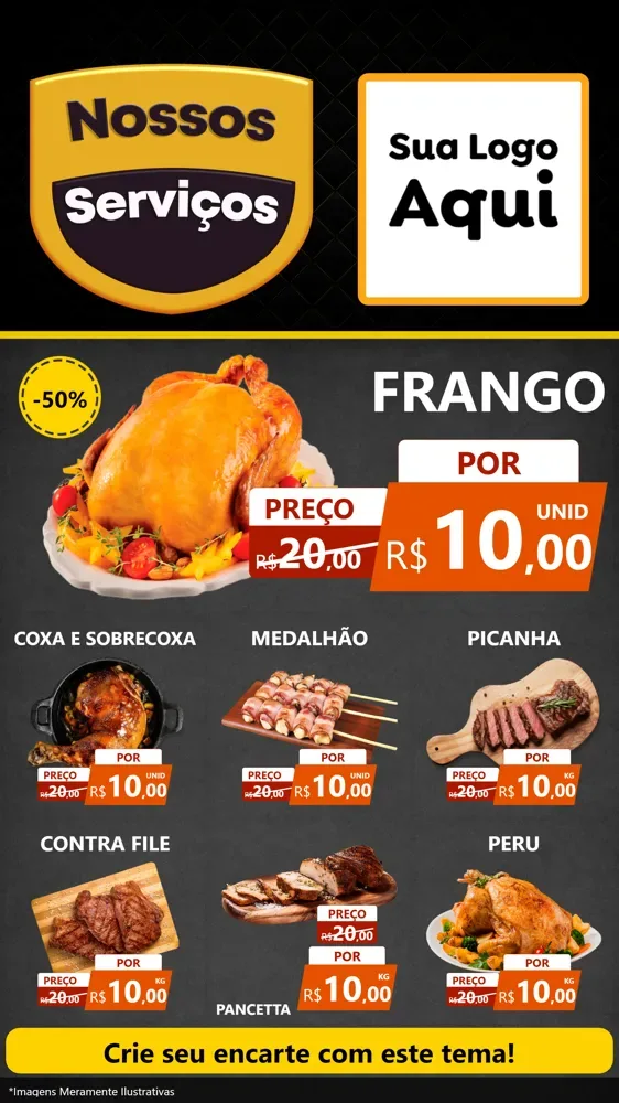Modelo de Rede Social para Stories com o tema Nossos Serviços para Assados