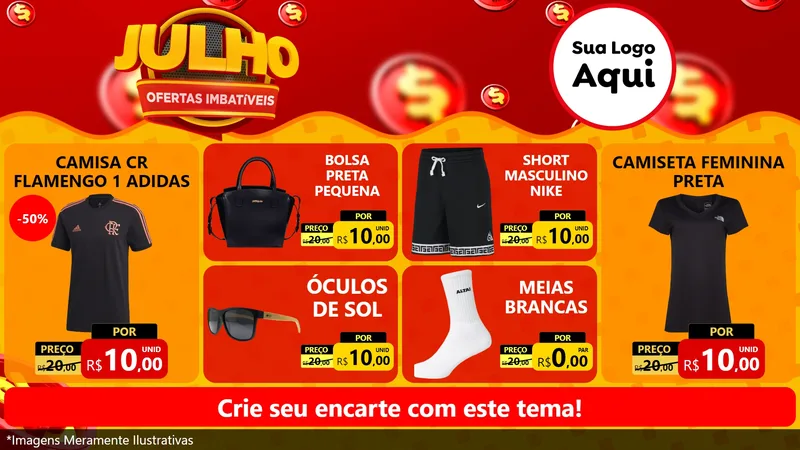 Modelo de TV para TV Horizontal com o tema Julho Ofertas Imbatíveis para Roupas e acessórios