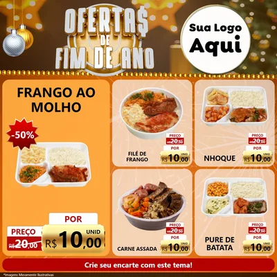Modelo de Rede Social para Feed Facebook com o tema Ofertas de Fim de Ano para Restaurante