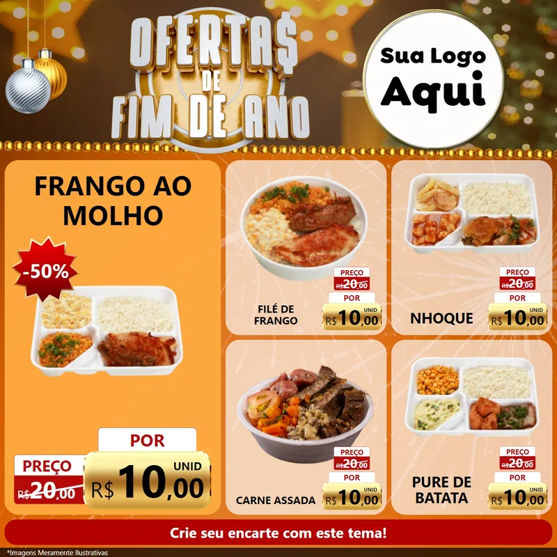 Modelo de Rede Social para Feed Facebook com o tema Ofertas de Fim de Ano para Restaurante