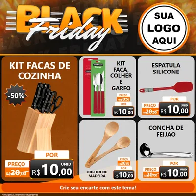 Modelo de Rede Social para Feed Facebook com o tema Black Friday para Utilidades Domésticas