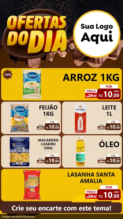 Modelo de TV para TV Vertical com o tema Ofertas do Dia para Supermercado