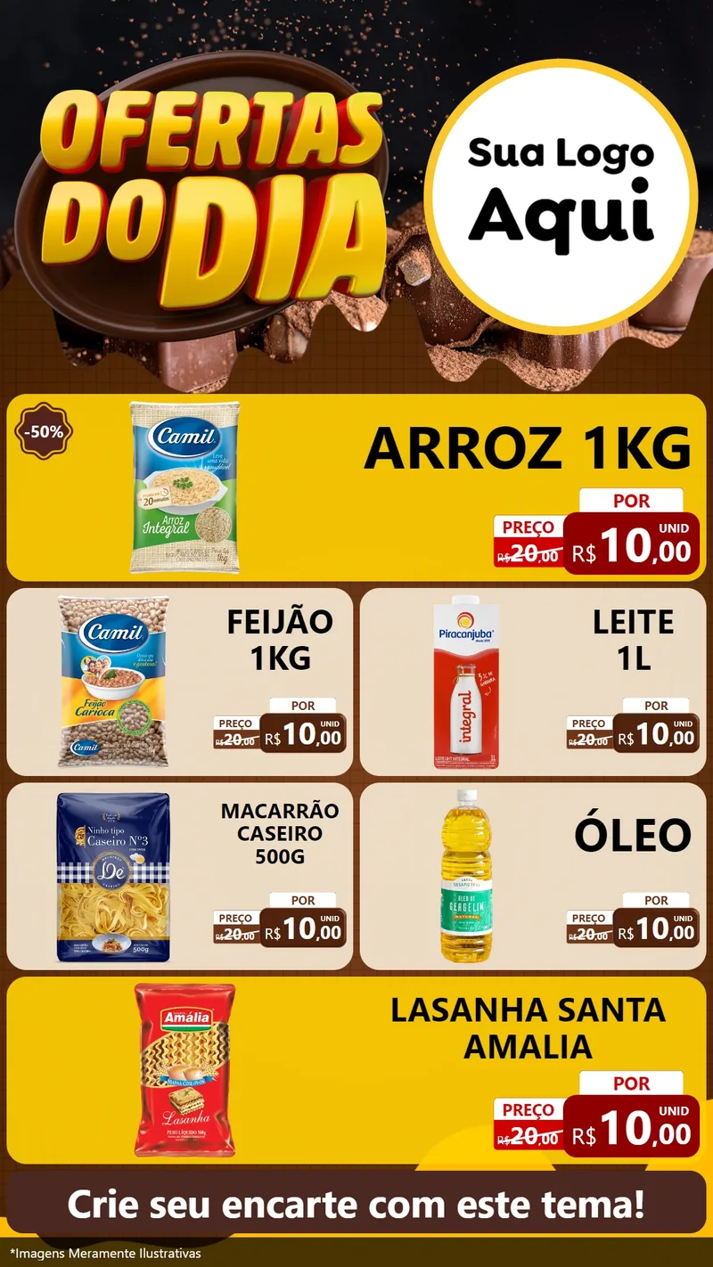 Modelo de TV para TV Vertical com o tema Ofertas do Dia para Supermercado