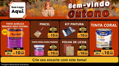 Modelo de TV para TV Horizontal com o tema Bem-vindo Outono para Tintas e Ferramentas
