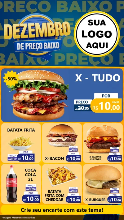 Modelo de Rede Social para Stories com o tema Dezembro de Preço Baixo para Hamburgueria
