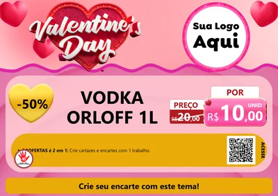 Modelo de Cartaz para Cartaz A4 Horizontal com o tema Valentine's Day para Distribuidora de bebidas