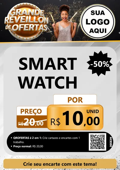 Modelo de Cartaz para Cartaz A4 Vertical com o tema Grande Réveillon de Ofertas para Informática