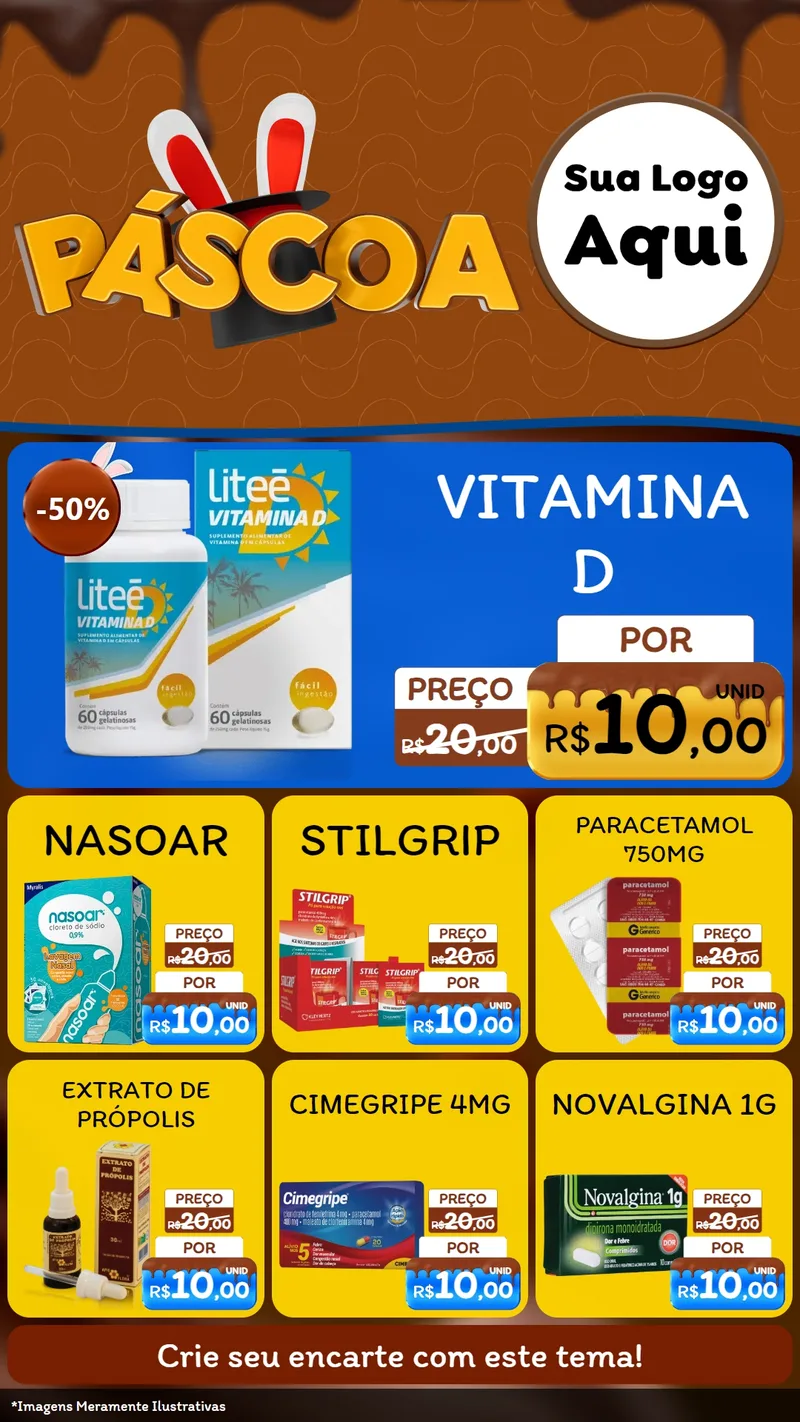Modelo de Rede Social para Stories com o tema Páscoa para Farmácia