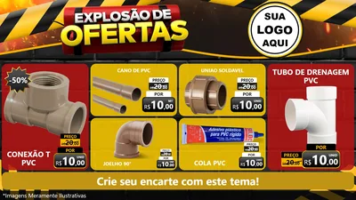 Modelo de TV para TV Horizontal com o tema Explosão de Ofertas para Tubos e conexões