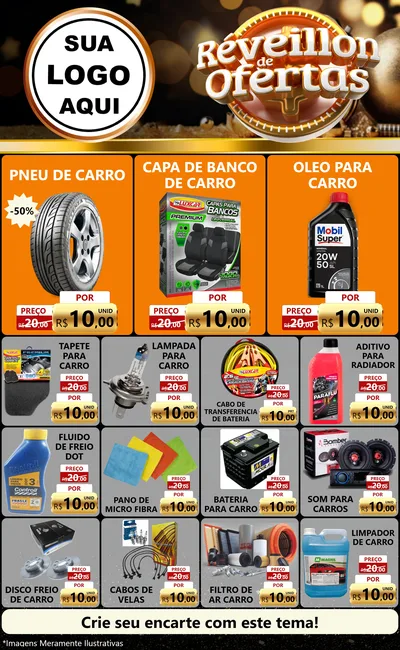 Modelo de Encarte para Encarte Grande com o tema Réveillon de Ofertas para Auto peças