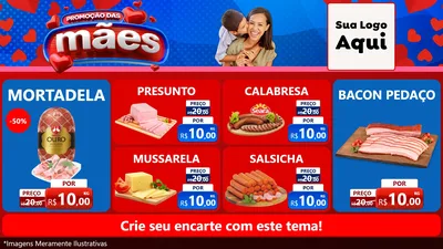 Modelo de TV para TV Horizontal com o tema Promoção das Mães para Frios e Laticínios