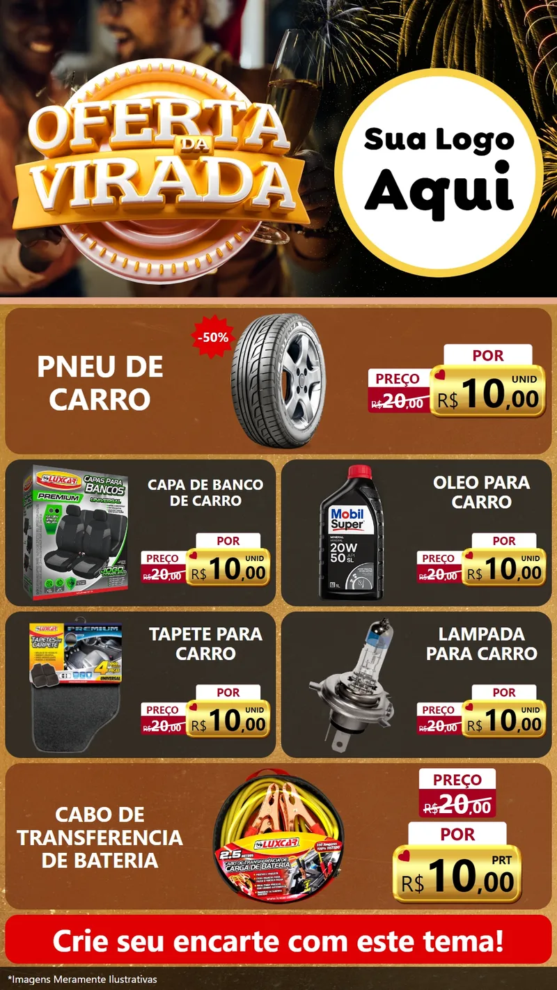 Modelo de TV para TV Vertical com o tema Oferta da Virada para Auto peças