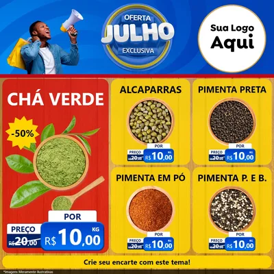 Modelo de Rede Social para Feed Facebook com o tema Oferta Exclusiva, Julho para Produtos Naturais