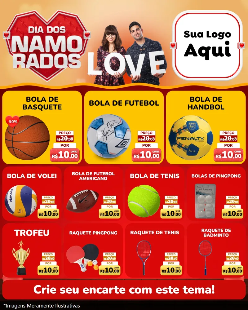 Modelo de Rede Social para Feed Instagram com o tema Dia dos Namorados para Artigos Esportivos