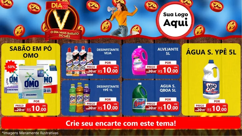 Modelo de TV para TV Horizontal com o tema Dia V - O Dia Mais Barato Do Mês para Produtos de Limpeza