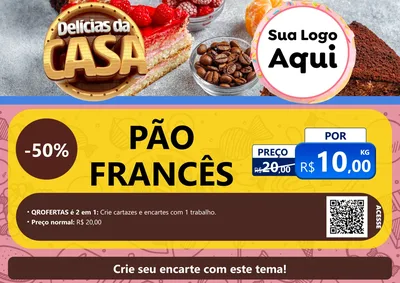 Modelo de Cartaz para Cartaz A4 Horizontal com o tema Delícias da Casa para Padaria