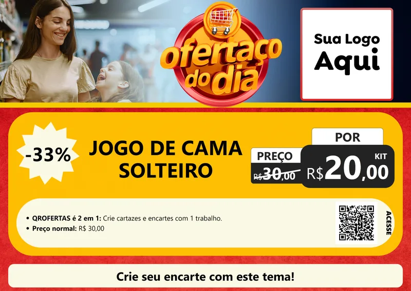 Modelo de Cartaz para Cartaz A4 Horizontal com o tema Ofertaço Do Dia para Cama, Mesa e Banho