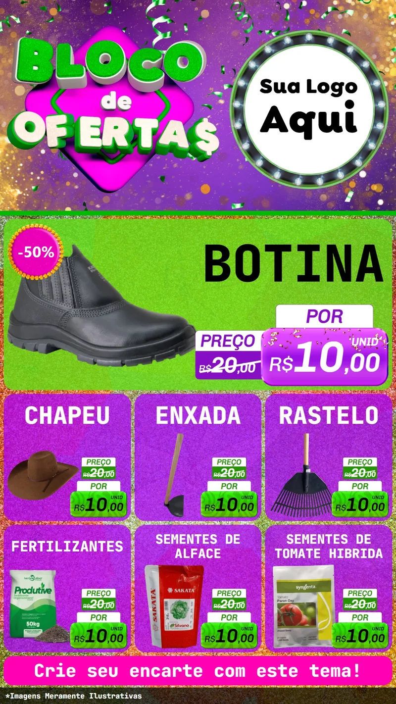 Modelo de Rede Social para Stories com o tema Bloco de Ofertas para Agropecuária