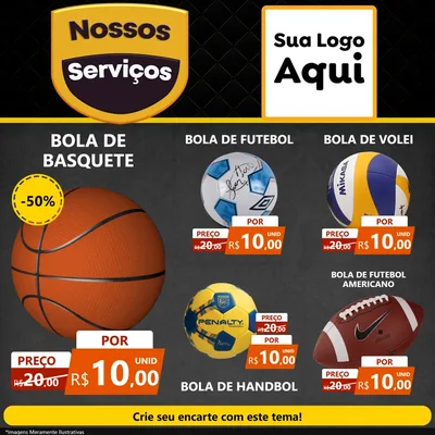 Modelo de Rede Social para Feed Facebook com o tema Nossos Serviços para Artigos Esportivos