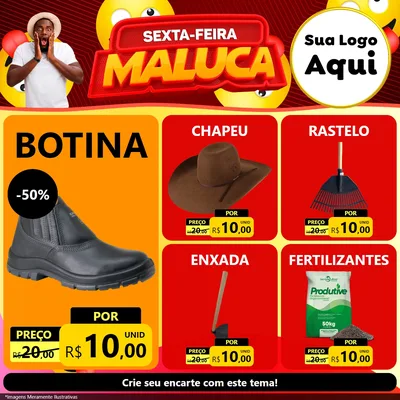 Modelo de Rede Social para Feed Facebook com o tema Sexta-feira Maluca para Agropecuária
