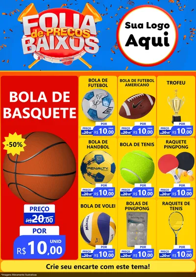 Modelo de Encarte para Encarte A4 Vertical com o tema Folia de Preços Baixos para Artigos Esportivos