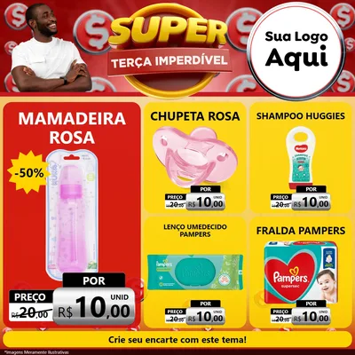 Modelo de Rede Social para Feed Facebook com o tema Super Terça Imperdível para Bebês