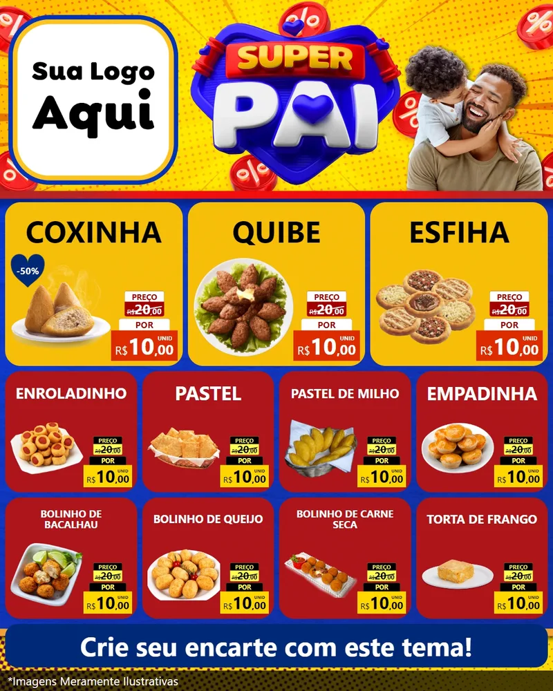 Modelo de Rede Social para Feed Instagram com o tema Super Pai para Salgadaria