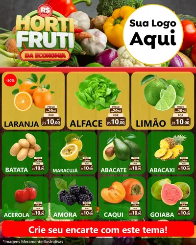Modelo de Rede Social para Feed Instagram com o tema Hortifrúti da Economia para Hortifrúti