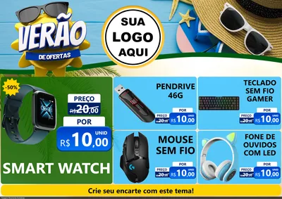 Modelo de Encarte para Encarte A4 Horizontal com o tema Verão de Ofertas para Informática
