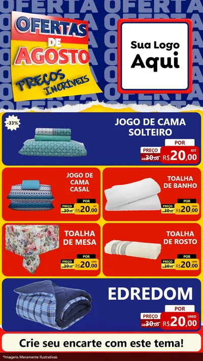 Modelo de TV para TV Vertical com o tema Ofertas de Agosto - Preços Incríveis para Cama, Mesa e Banho