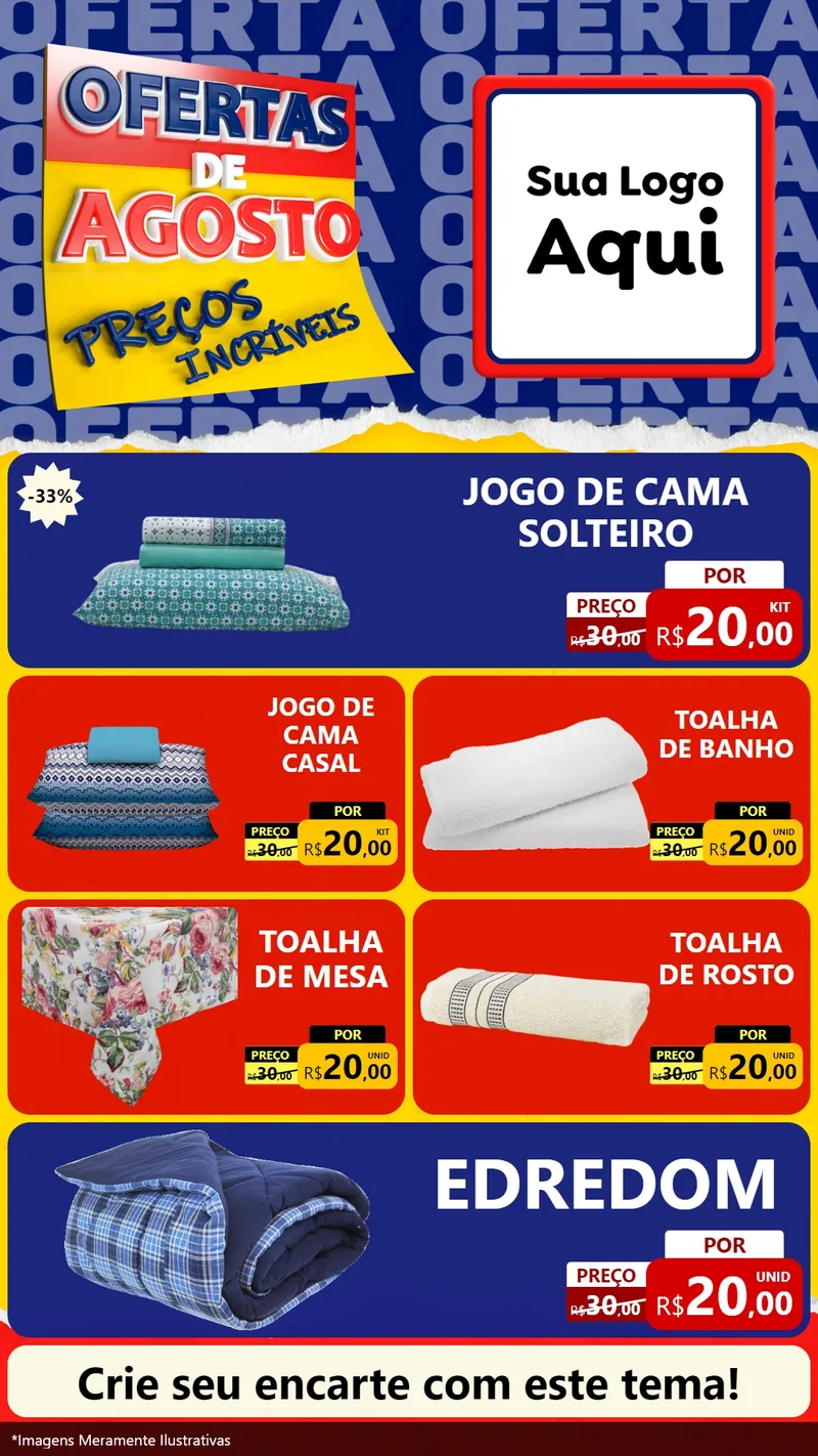 Modelo de TV para TV Vertical com o tema Ofertas de Agosto - Preços Incríveis para Cama, Mesa e Banho
