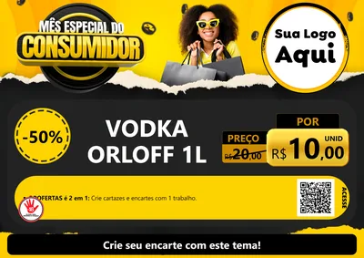 Modelo de Cartaz para Cartaz A4 Horizontal com o tema Mês Especial do Consumidor para Distribuidora de bebidas