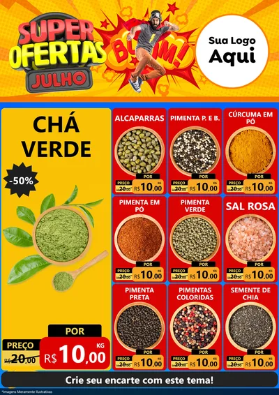 Modelo de Encarte para Encarte A4 Vertical com o tema Super Ofertas Julho para Produtos Naturais
