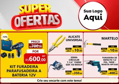 Modelo de Encarte para Encarte A4 Horizontal com o tema Super Ofertas para Maquinas e Ferramentas