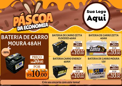 Modelo de Encarte para Encarte A4 Horizontal com o tema Páscoa da Economia para Baterias Elétricas