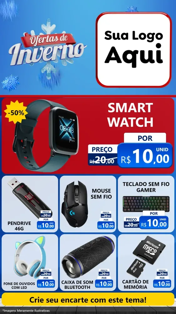 Modelo de Rede Social para Stories com o tema Ofertas de Inverno para Informática