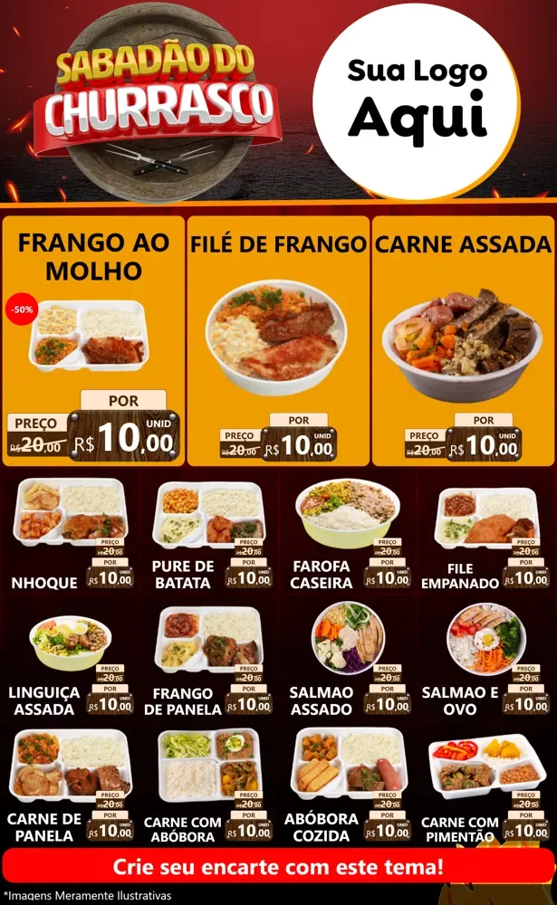 Modelo de Encarte para Encarte Grande com o tema Sabadão Do Churrasco para Restaurante