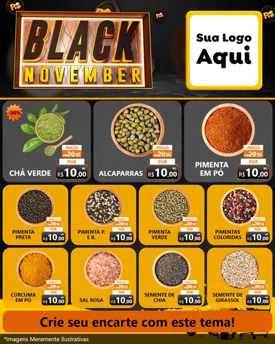 Modelo de Rede Social para Feed Instagram com o tema Black November para Produtos Naturais