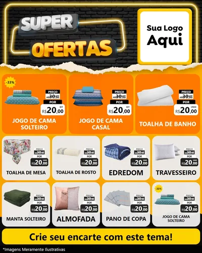 Modelo de Rede Social para Feed Instagram com o tema Super Ofertas para Cama, Mesa e Banho
