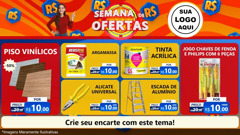 Modelo de TV para TV Horizontal com o tema Semana de Ofertas para Material para Construção