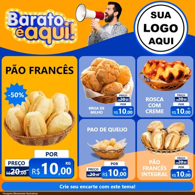 Modelo de Rede Social para Feed Facebook com o tema Barato é aqui para Padaria